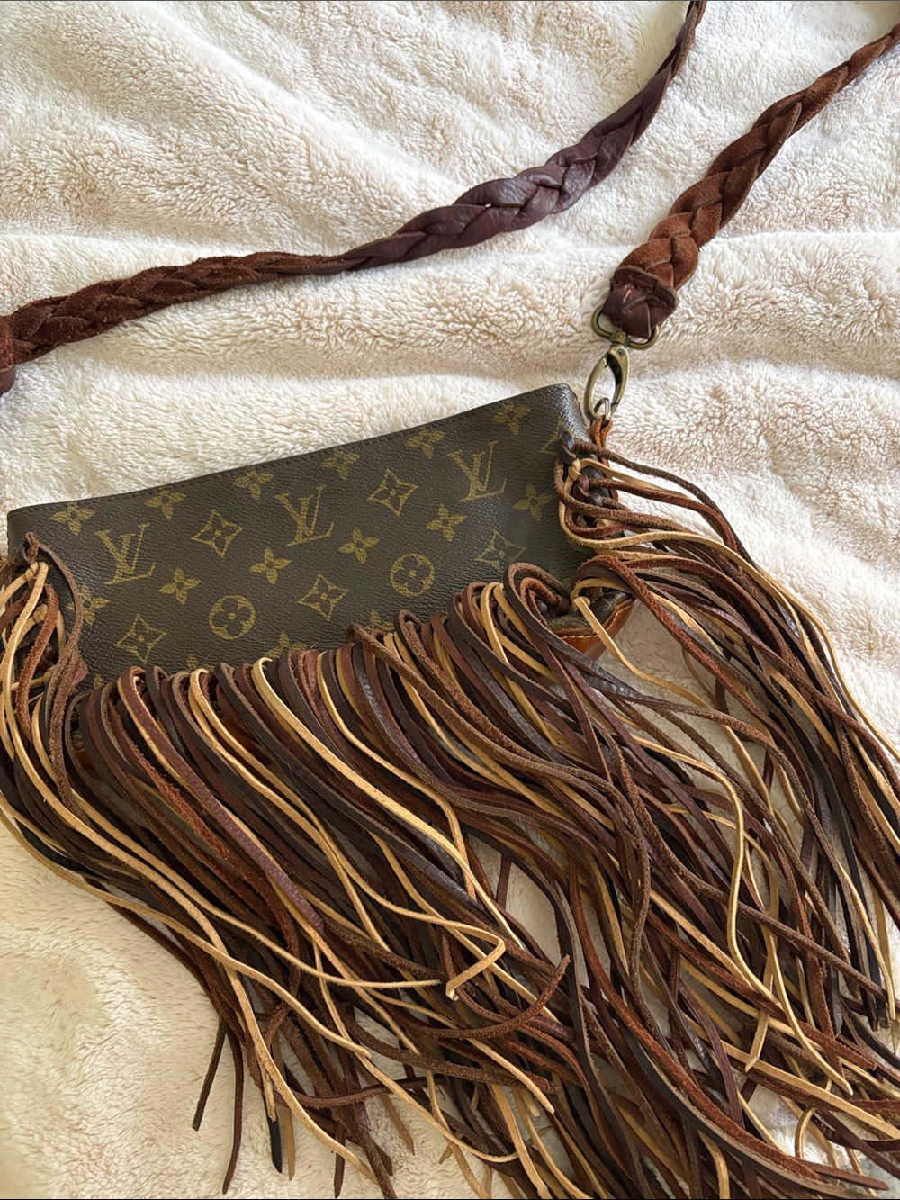 Louis Vuitton Monogram Multitone Fringe Crossbody in Brown and Tan
